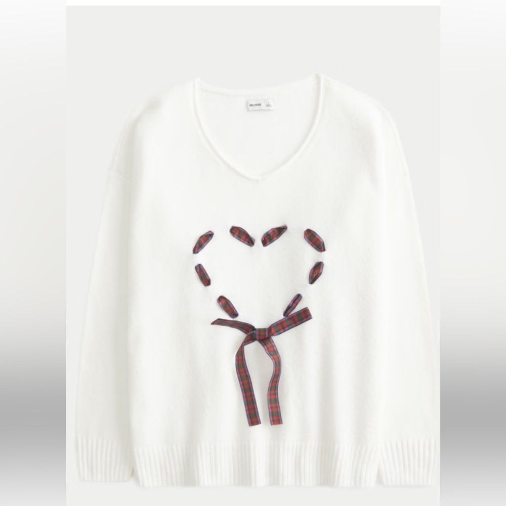White Sweater with Heart Design